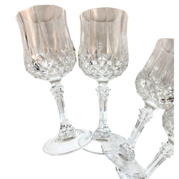 Vintage Crystal Wine Glasses Set Of 4 6.5'' tall Cristal D'Arques-Durand Longcha - Picture 5 of 15